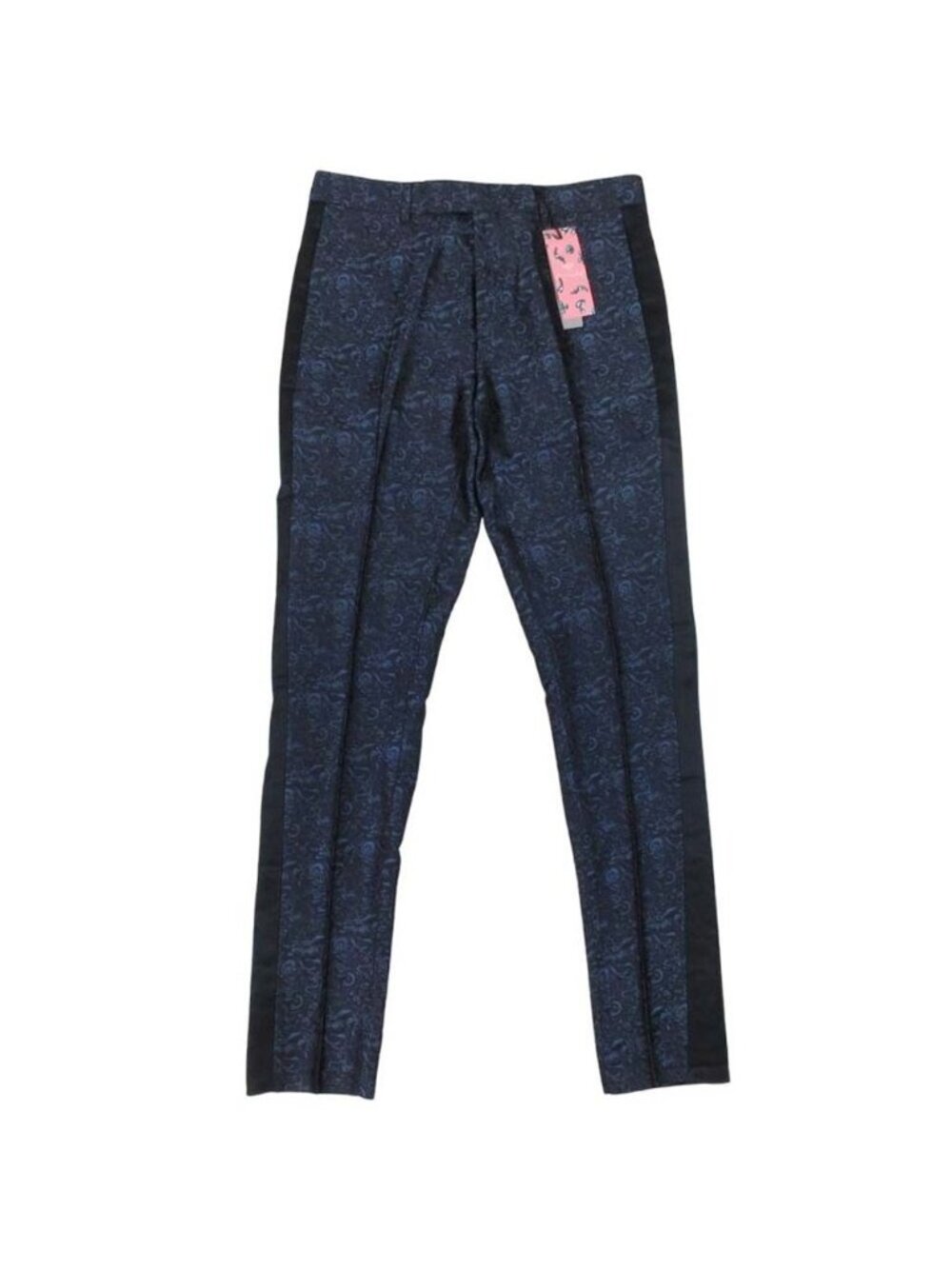 Dior Kenny Scharf Satin Jacquard Trousers Pants Side Line Navy Black 48
